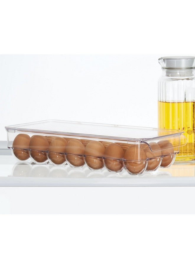 إنترديزاين منظم بيض بلاستيكي للثلاجة من آي ديزاين بمقبض أمامي - ١٤.٥٧ بوصة × ٦.٢٥ بوصة × ٣ بوصة، شفاف - Image 2