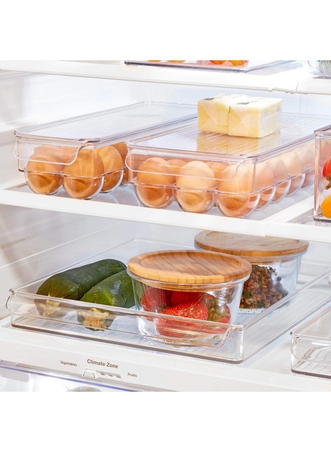 إنترديزاين منظم بيض بلاستيكي للثلاجة من آي ديزاين بمقبض أمامي - ١٤.٥٧ بوصة × ٦.٢٥ بوصة × ٣ بوصة، شفاف - Image 4