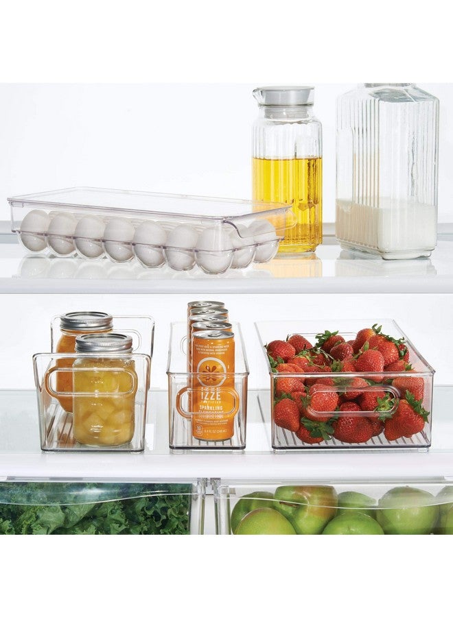إنترديزاين منظم بيض بلاستيكي للثلاجة من آي ديزاين بمقبض أمامي - ١٤.٥٧ بوصة × ٦.٢٥ بوصة × ٣ بوصة، شفاف - Image 3
