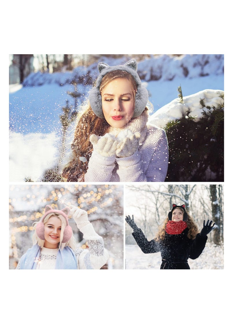 SYOSI Winter Ear muffs Faux Fur Warm Earmuffs Adjustable Foldable Outdoor Ear Warmers For Women Girls Men，1pack/2pack - Image 2