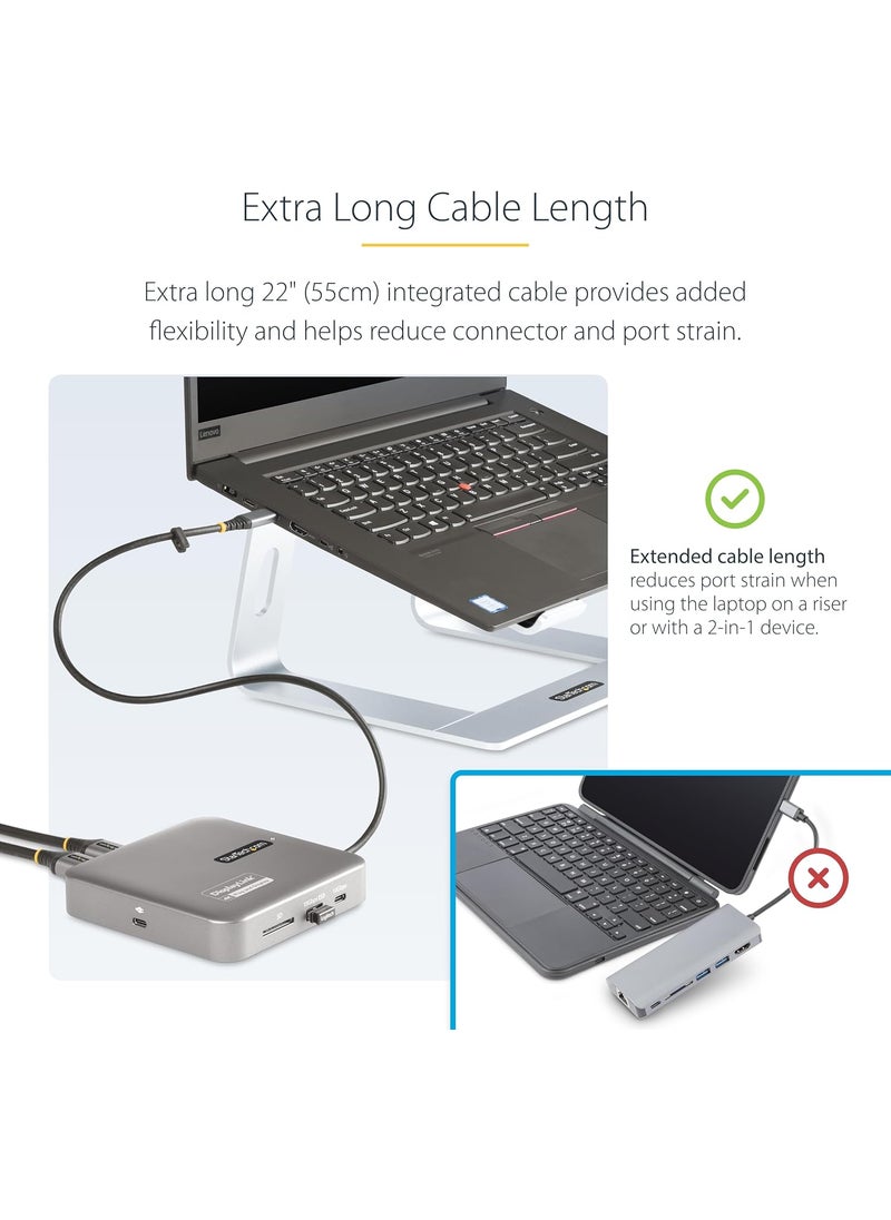 StarTech StarTechcom USB C Multiport Adapter Dual 4K 60Hz HDMI 2Port USBAUSBC 10Gbps Hub 100W PD Gigabit NIC SD Travel Dock  - Image 4