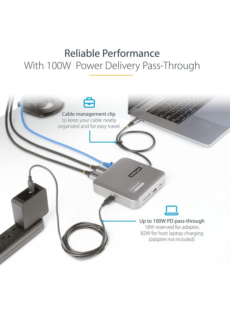 StarTech StarTechcom USB C Multiport Adapter Dual 4K 60Hz HDMI 2Port USBAUSBC 10Gbps Hub 100W PD Gigabit NIC SD Travel Dock  - Image 5