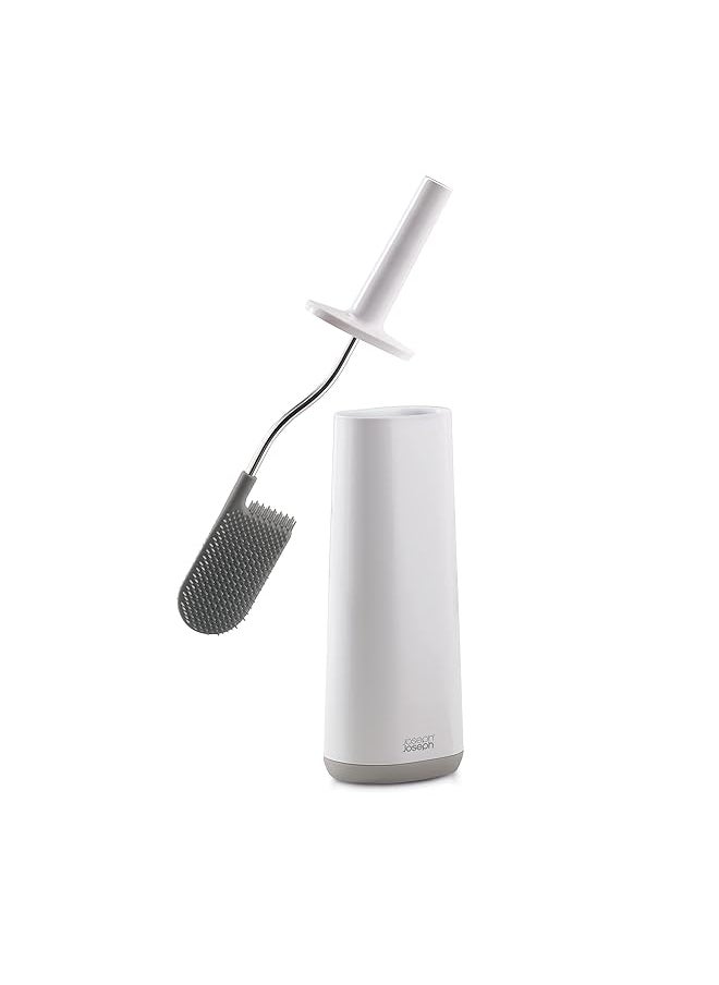 Joseph Joseph Toilet Brush With Slim Holder Flexible Anti Drip Grey White  - Image 1