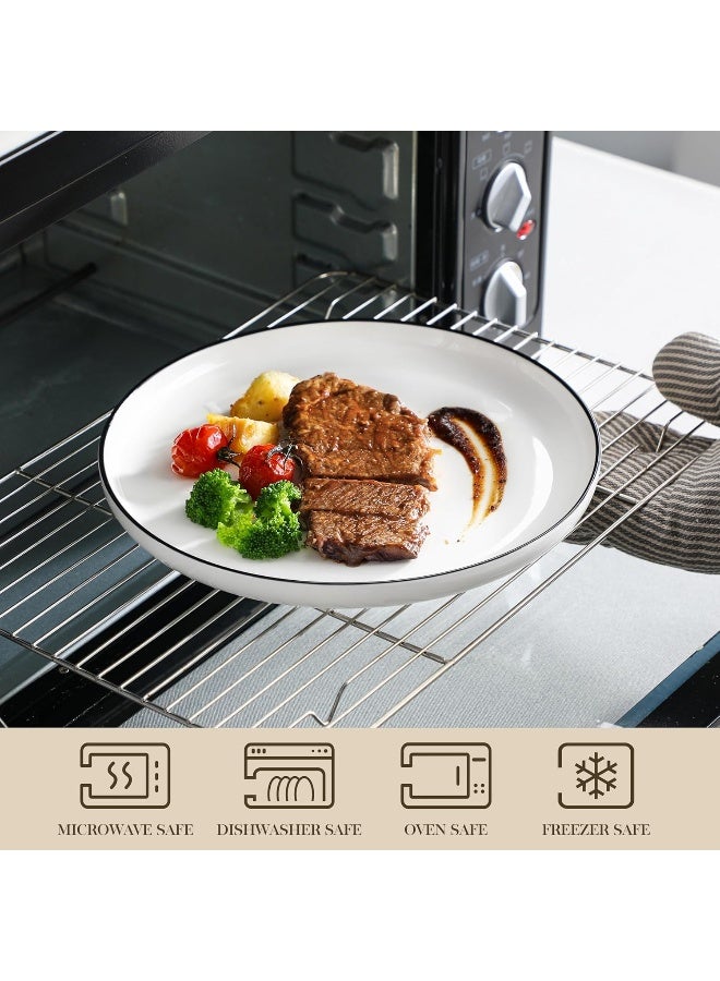 MALACASA Plates and Bowls Sets 24 Pieces Modern Porcelain Dinnerware Set for 6 Ceramic Dishware Dishes White Kitchen Dinner Dining Ware Set with Black Rim Microwave and Dishwasher Safe Series LUNA - Image 4