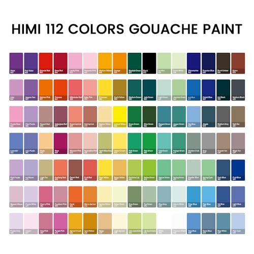 ARTME HIMI Gouache Paint Set, 112 Colors x 12g Twin Jelly Cup Design in Carrying Case, Non-Toxic Paint for Canvas and Paper, Perfect for Artists, Student, Opaque Painting (Black) - Image 2