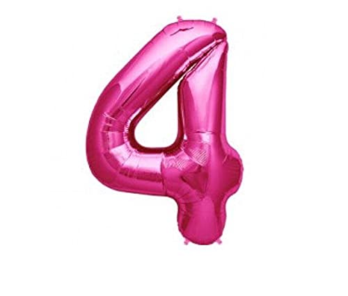 HK balloons Number 4" Foil Toy Balloons for 4th Birthday -36 Inch (Pink-4) - Image 1