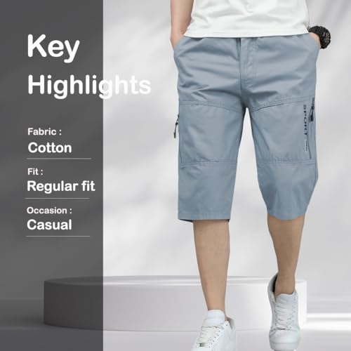 TAGDO® Men's Solid Cotton Shorts | Shorts Pant for Men | Shorts for Men (RF-Cotton-Shorts-2003-Silver-L) - Image 2