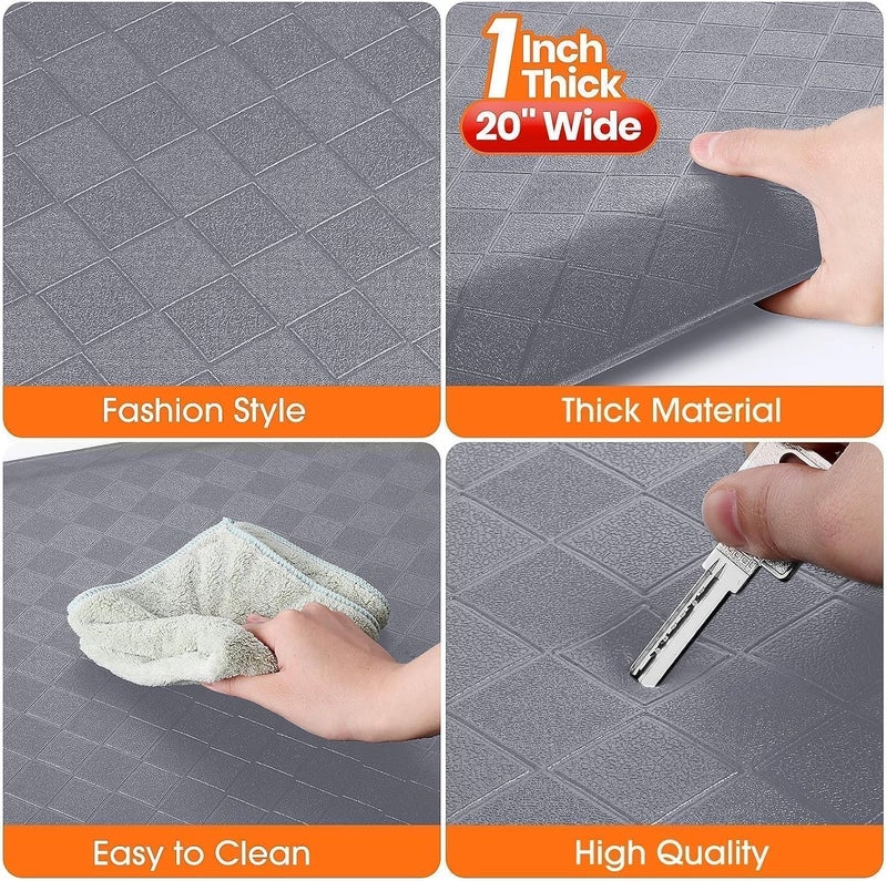 StepRite 1” Thick Kitchen Mats for Floor, Anti Fatigue Kitchen Rugs, Non-Slip,Heavy Duty Water Resistant Kitchen Rug, Standing Desk Mat for Friends, Family, Home, Kitchen, Office (39" x 20", Grey) - Image 4