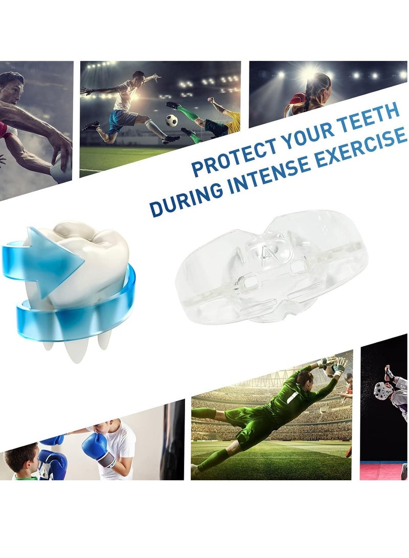 Excefore 3 عبوات واقي فم للأطفال والشباب، دعامات رياضية لكرة القدم، واقيات فم لمصارعة MMA، الملاكمة، الرجبي، الكيك بوكسينغ، التايكوندو، سوفت بول، لاكروس لدعامات EVA شفافة - Image 3