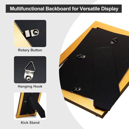 ibalux 6x8 Gold Picture Frame, Made of Solid MDF Wood with Real Glass, Display Photo 4x6 with Linen Mat or 6x8 without Mat, Vertical and Horizontal for Wall Hanging or Tabletop, Vintage Baroque Frame - Image 5