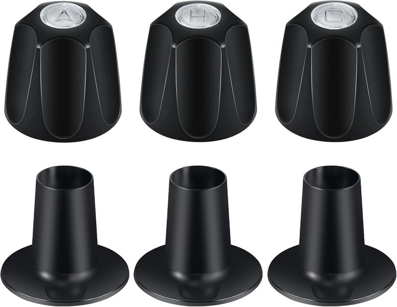 Coolfell Metal Matte Black Shower Knob 3 Piece Replacement, Compatible with Price/Pfister Verve Tub Shower Handle, 3 Faucet Handle Trim Kit, 12 Point Broach Shower Knobs, Height 2.35 in Width 2.35 in - Image 1
