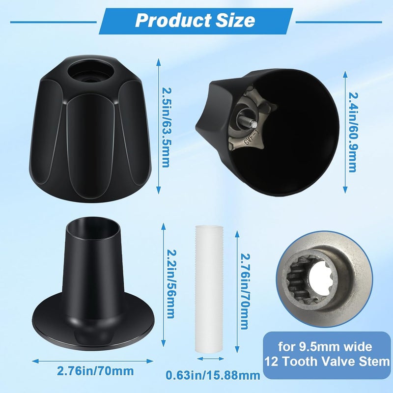 Coolfell Metal Matte Black Shower Knob 3 Piece Replacement, Compatible with Price/Pfister Verve Tub Shower Handle, 3 Faucet Handle Trim Kit, 12 Point Broach Shower Knobs, Height 2.35 in Width 2.35 in - Image 2