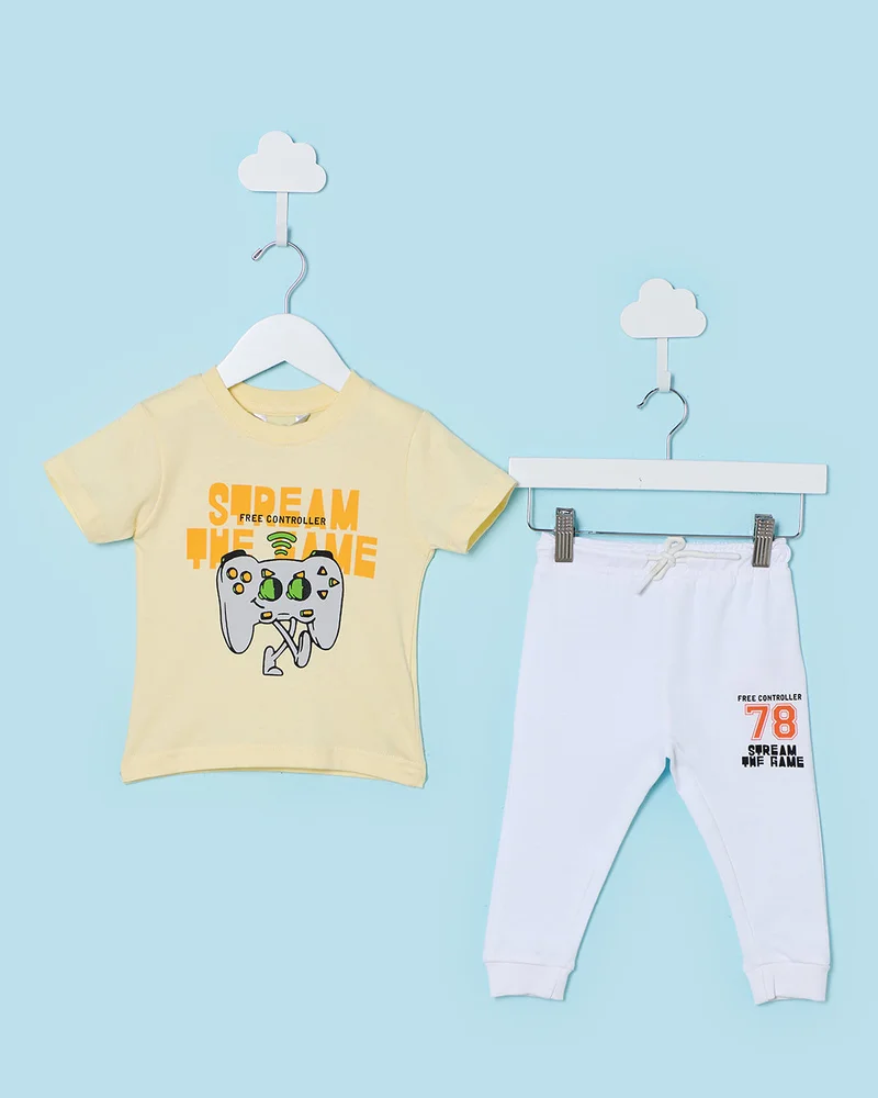 ردتاغ Infant Boys Yellow and White Pyjama Set