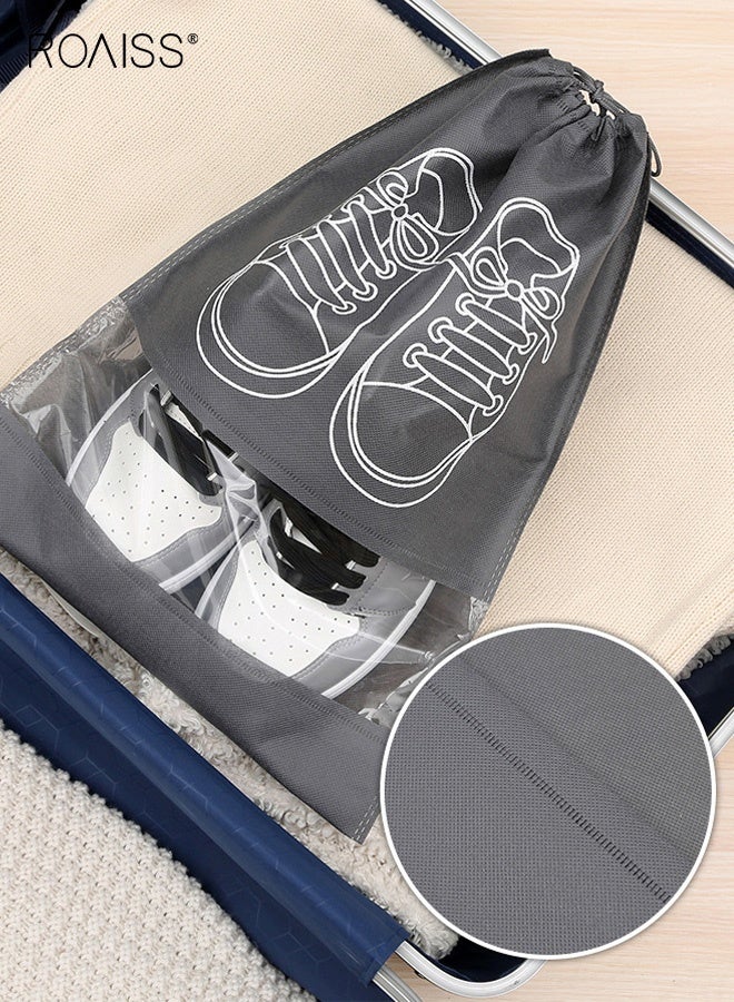 roaiss 5 PCS Large Shoe Storage Bags, Dustproof Drawstring Shoes Bags with Transparent Slot, Portable Waterproof Packing Organizers for Daily and Travel Use Reusable, Moisture-Proof Storage Bag - Image 4