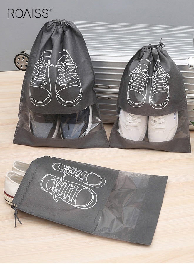 roaiss 5 PCS Large Shoe Storage Bags, Dustproof Drawstring Shoes Bags with Transparent Slot, Portable Waterproof Packing Organizers for Daily and Travel Use Reusable, Moisture-Proof Storage Bag - Image 2
