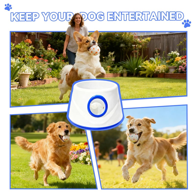 MICZG Automatic Ball Launcher for Dogs with 8 Balls - Adjustable Distance up to 50ft,Charger, Whistle & Storage Bag - Interactive Fetch Machine Toy for Indoor Outdoor Play, for Medium Large Breed Dogs - Image 3