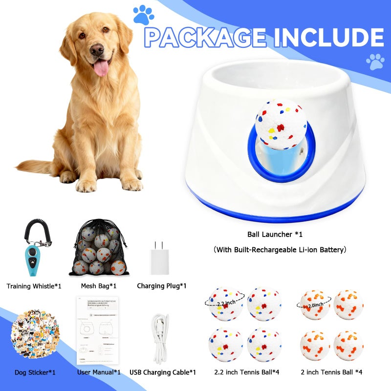 MICZG Automatic Ball Launcher for Dogs with 8 Balls - Adjustable Distance up to 50ft,Charger, Whistle & Storage Bag - Interactive Fetch Machine Toy for Indoor Outdoor Play, for Medium Large Breed Dogs - Image 5