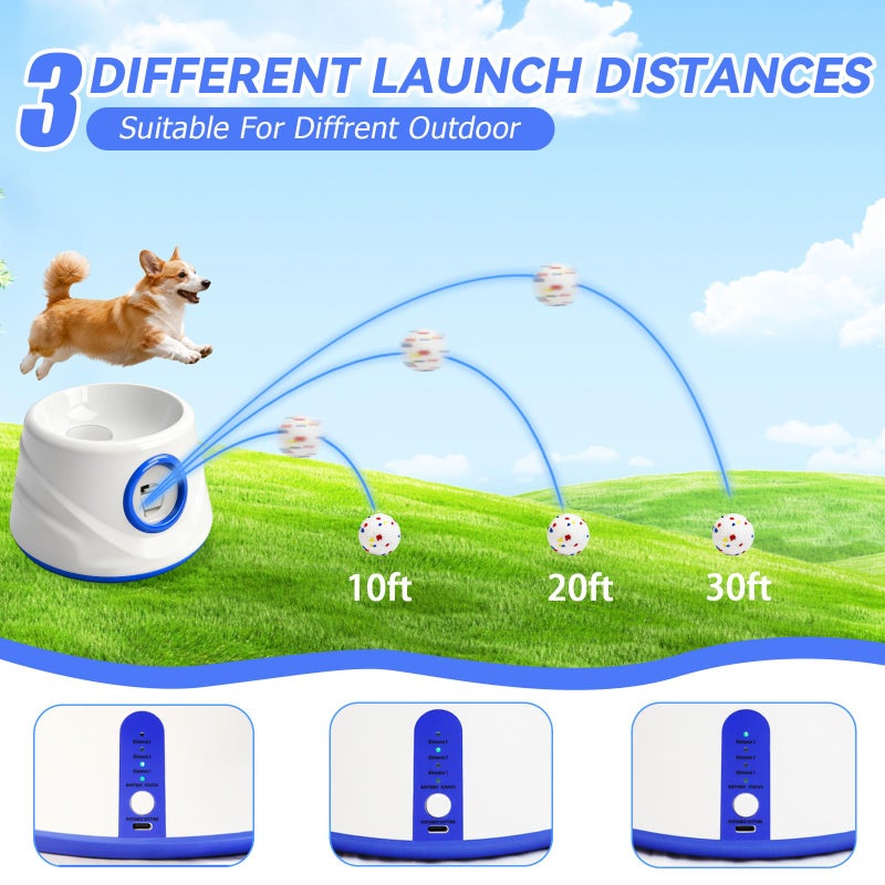 MICZG Automatic Ball Launcher for Dogs with 8 Balls - Adjustable Distance up to 50ft,Charger, Whistle & Storage Bag - Interactive Fetch Machine Toy for Indoor Outdoor Play, for Medium Large Breed Dogs - Image 4