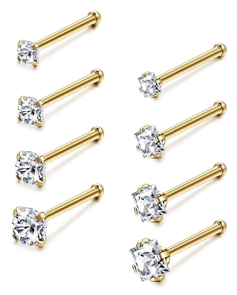 Jstyle 20G 8 Pcs a Set Stainless Steel Nose Rings Studs Piercing Body Jewelry 1.5mm 2mm 2.5mm 3mm G - Image 1