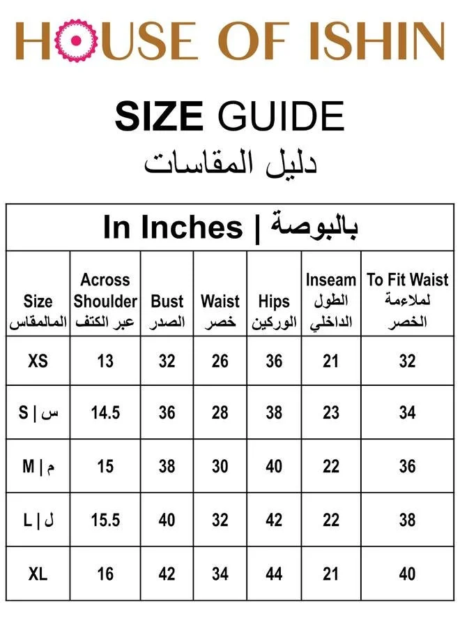 ISHIN  Regular Fit Three-Quarter Sleeve Embroidered White Cotton Woven A-Line Crop Top For Women Flat Collar Perfect For Wedding And Engagement Pull On Closure for Women | Best Price UAE