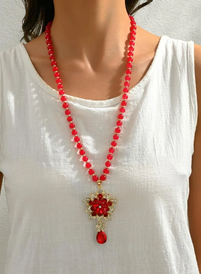 تايك تو عقد مزين بشكل زهرة مع خرز