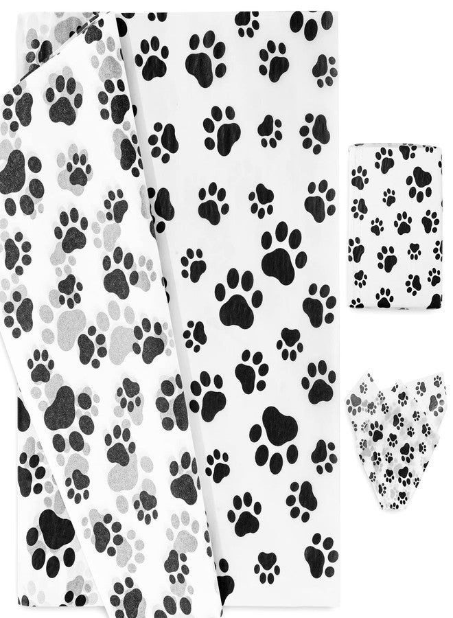 Whaline ورق تغليف وايلين 100 ورقة بطبعة مخلب الحيوانات الأليفة أبيض وأسود 14 × 20 بوصة ورق تغليف هدايا ورق فن مخلب الكلاب للحرف اليدوية لاحتفالات مكافآت الحيوانات الأليفة زينة DIY - Image 1