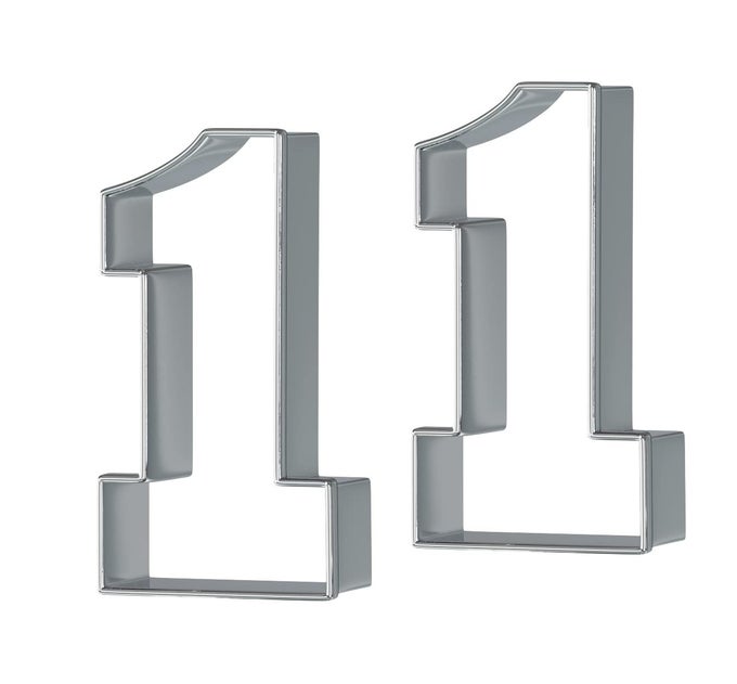 STAINLESS STEEL NUMBER 1 COOKIE CUTTER COOKIE CUTTER NUMBER ONE SHAPES 3 12 INCH SET OF 2