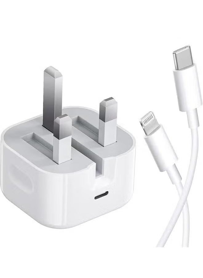 iPhone 20W PD 3.0 USB C Wall Super Fast Charger Plug with 1m Fast Charging Cable USB C Fast Charging Cable iPhone Fast Charger Compatible with Phone 14/13/12/11 Pro Max Mini X,XR,Xs,8