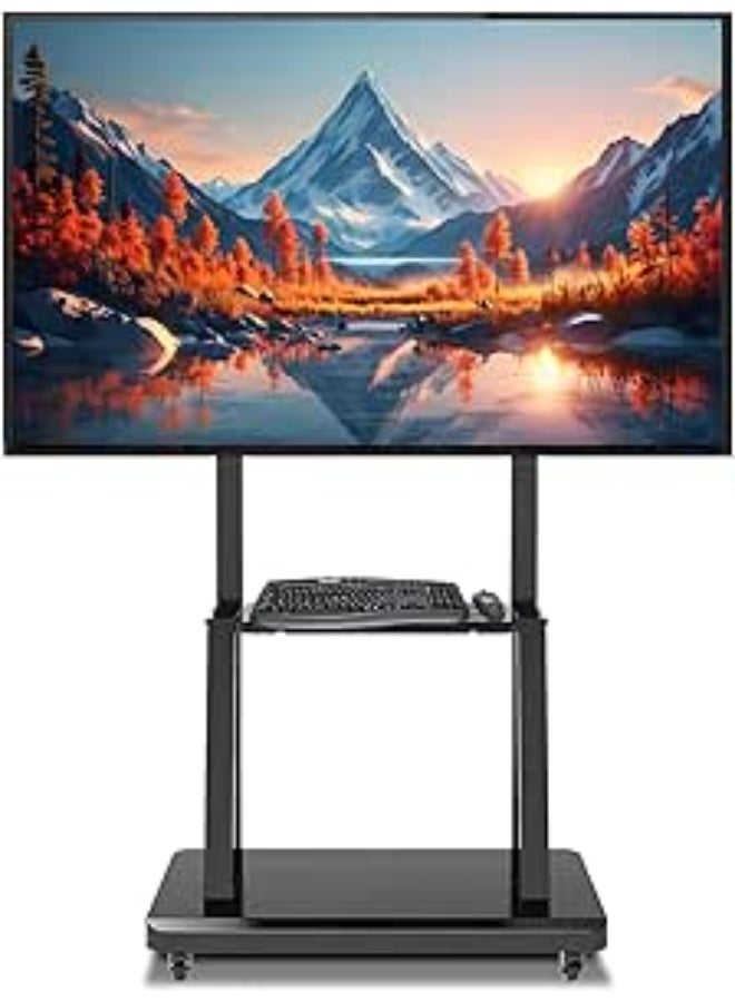 Mobile TV Cart with Wheels – Floor Stand for 32–80 Inch Flat/Curved LCD LED 4K Screens – Adjustable Height – Heavy Duty Rolling Stand – Max VESA 600x400 - Image 1