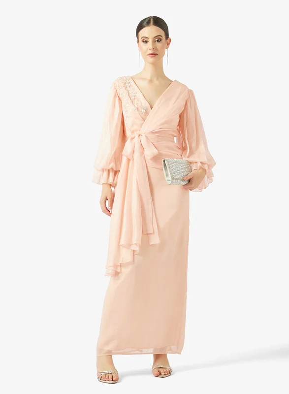 AINA Billowing Sleeve Wrap Dress