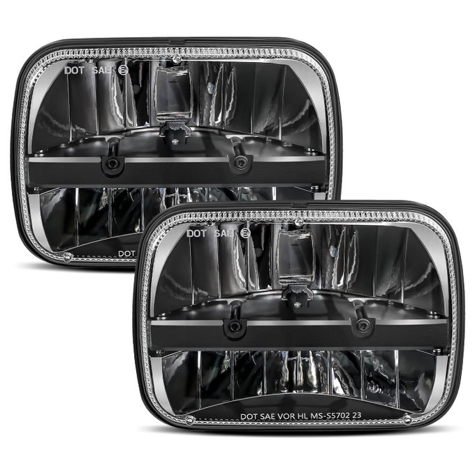Unishine 5X7 Led Headlight 2Pcs 7X6 Led Headlight Reflector Plug And Play H6054 H5054 Hilo Sealed Beam Dot Approved Compatible With Jeep Wrangler Yj Compatible With Cherokee Xj