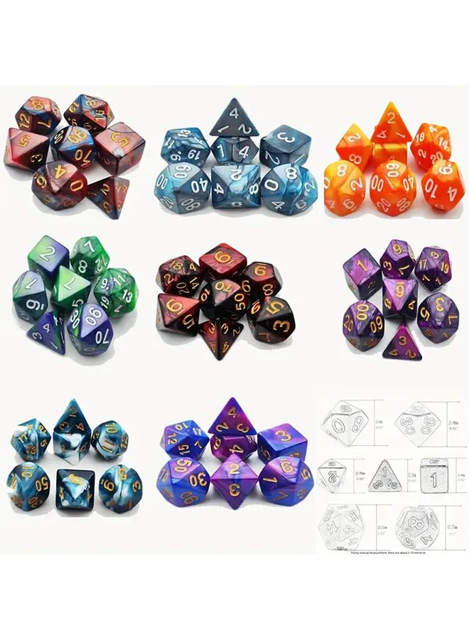 مجموعة النرد الأكريليكية الزرقاء والبنفسجية من 7 قطع خفيفة الوزن لألعاب الحفلات - Image 2