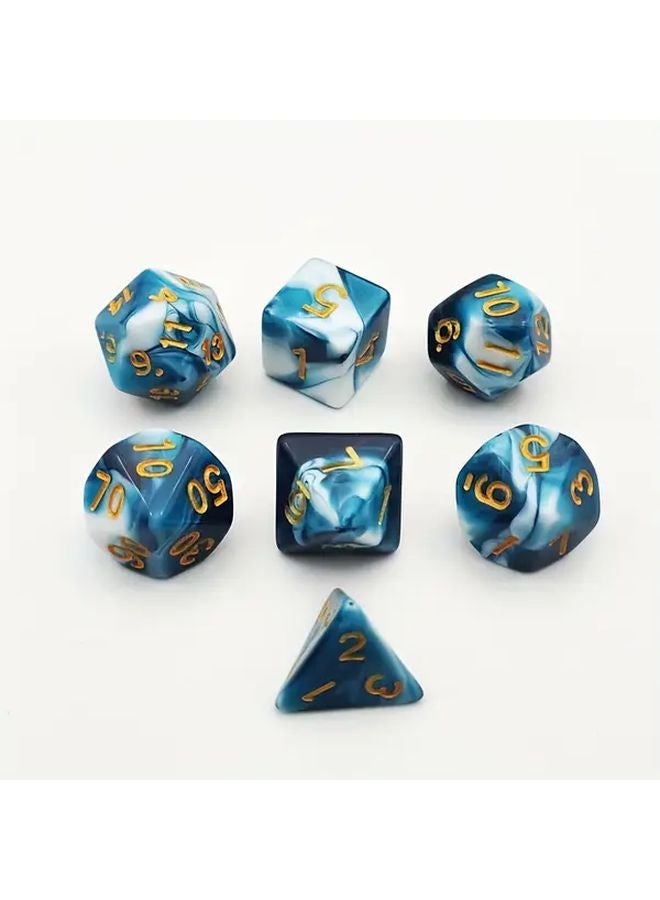 مجموعة النرد الأكريليكية الزرقاء والبنفسجية من 7 قطع خفيفة الوزن لألعاب الحفلات - Image 3