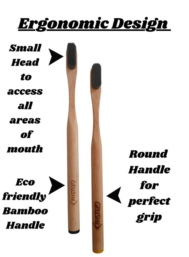 GRUSHit toothbrush for adults super soft eco-friendly bamboo tooth brush - with 20000 Nanobristles for sensitive teeth & gums (pack of 1) sustainable extra soft toothbrush - Image 5