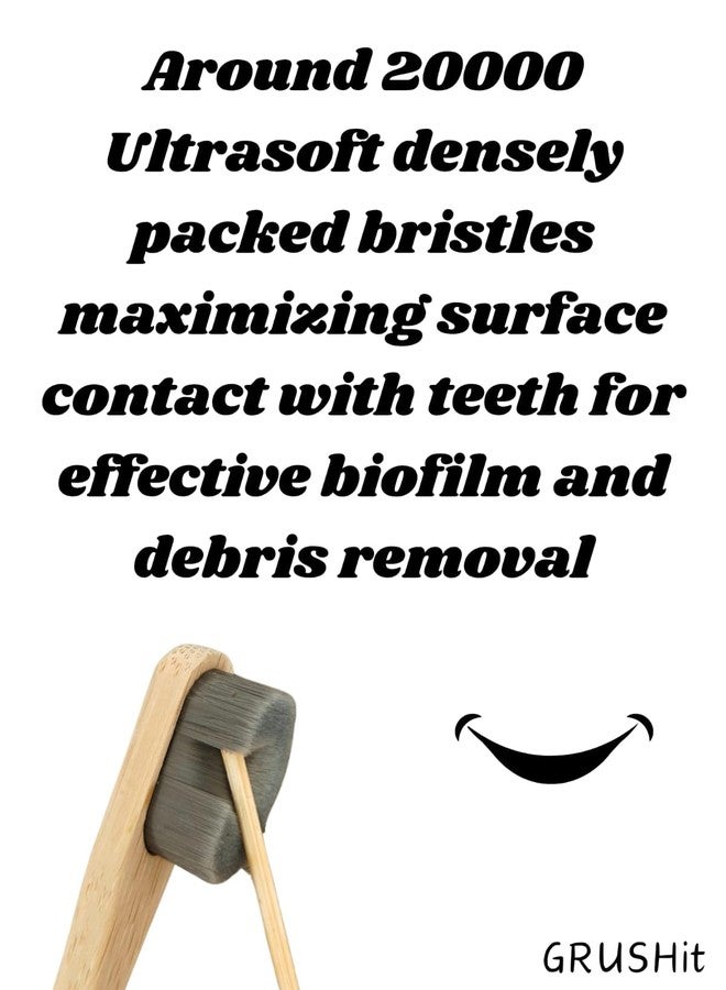GRUSHit toothbrush for adults super soft eco-friendly bamboo tooth brush - with 20000 Nanobristles for sensitive teeth & gums (pack of 1) sustainable extra soft toothbrush - Image 2