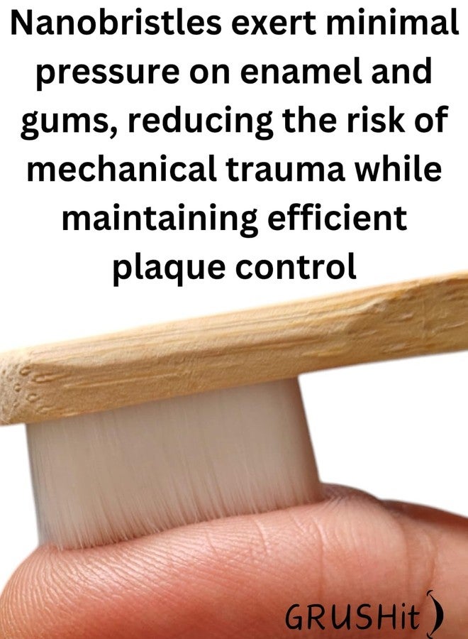 GRUSHit toothbrush for adults super soft eco-friendly bamboo tooth brush - with 20000 Nanobristles for sensitive teeth & gums (pack of 1) sustainable extra soft toothbrush - Image 3
