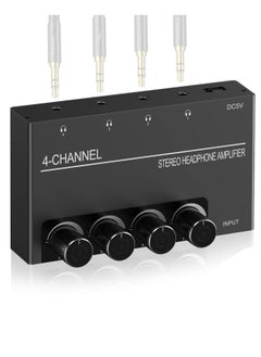 SYOSI 4 Channel Headphone Amplifier, Stereo Audio Amp Splitter with 4 Headphones Output Jacks and Audio Input - Ideal for Music Sharing and DJ  - Image 1