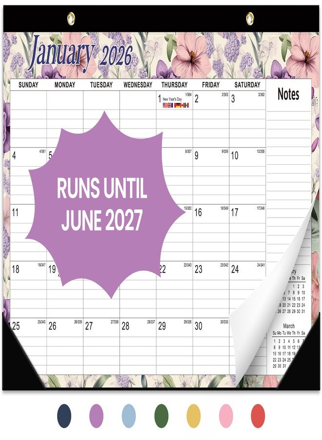 Taja Desk Calendar 2026, 18 Months Calendar Runs from January 2026 to June 2027 - Large 17" x 12" Desktop/Wall Monthly Calendar for Home School, or Office - Vintage Floral - Image 1