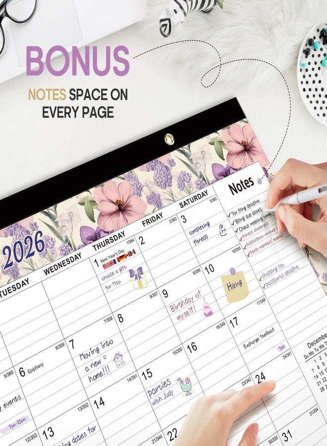 Taja Desk Calendar 2026, 18 Months Calendar Runs from January 2026 to June 2027 - Large 17" x 12" Desktop/Wall Monthly Calendar for Home School, or Office - Vintage Floral - Image 5
