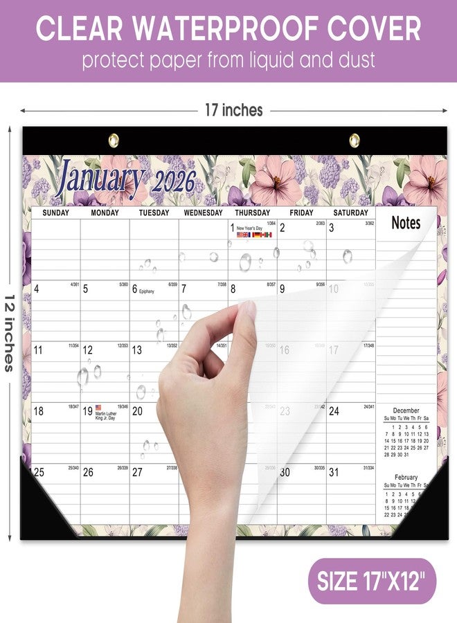 Taja Desk Calendar 2026, 18 Months Calendar Runs from January 2026 to June 2027 - Large 17" x 12" Desktop/Wall Monthly Calendar for Home School, or Office - Vintage Floral - Image 4