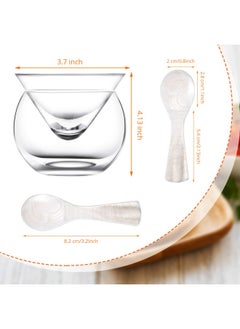 Patelai Glass Caviar Chiller Server Set Caviar Spoons 3.2 Inch Shell Spoon Mother Of Pearl Caviar Spoons Round Handle For Caviar  Egg  Ice Cream  Coffee  Restaurant Serving  6 Pieces  - Image 2