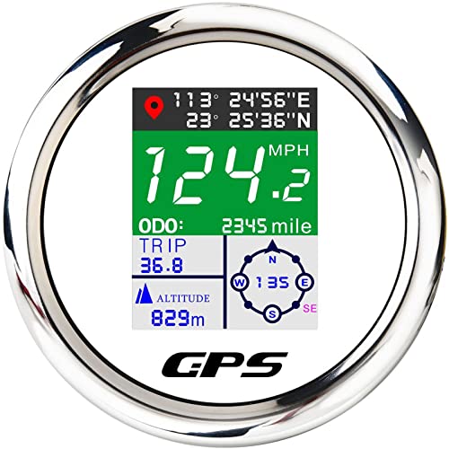 MAIMEIMI GPS Speedometer 85mm 338 Digital Boat GPS Speedometer Gauge Waterproof MPH Knots Kmh Adjustable for Car Marine Truck Motorcycle 932V White - Image 1