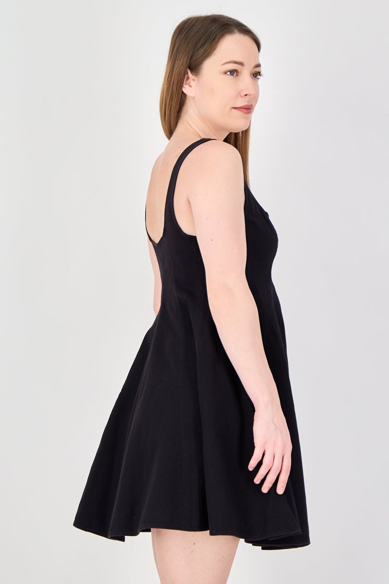 MONKI Women Plain Mini Dress, Black - Image 3