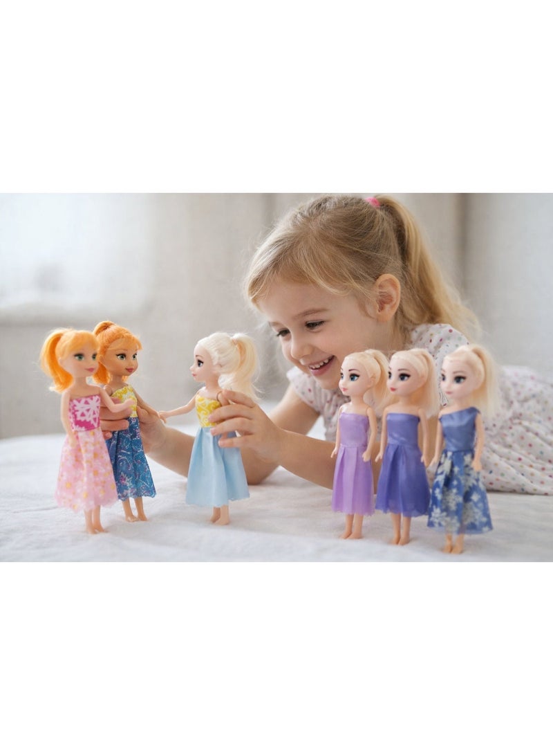 Girls Princess Doll Set 6 PCS | Fashion Dress-Up Dolls with Assorted Styles – Pretend Play Gift Toy Age 3+ - Image 2