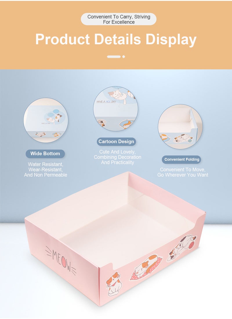 Kidle Disposable Portable Cat Litter Pan Traveling Folding Large Capacity Litter Pan Thickened Household Cat Products Foldable Cardboard Paper Kitty Tray Cat Litter Box Indoor Outdoor  - Image 3