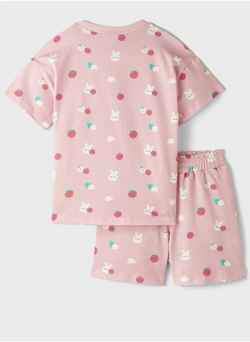 جون Kids Crew Neck T-Shirt And Shorts Set