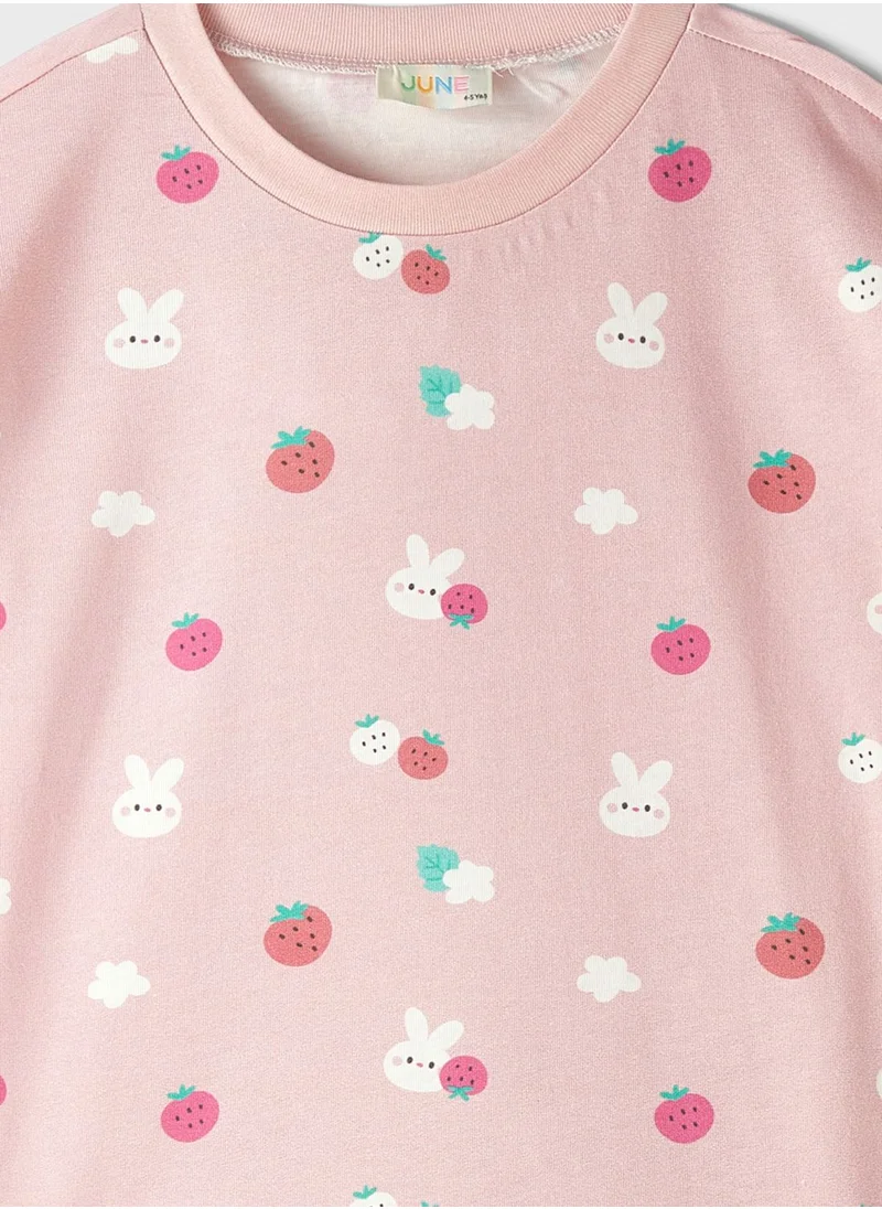 JUNE Kids Crew Neck T-Shirt And Shorts Set