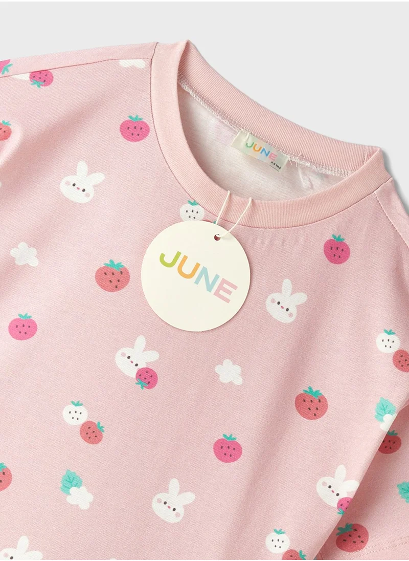 JUNE Kids Crew Neck T-Shirt And Shorts Set