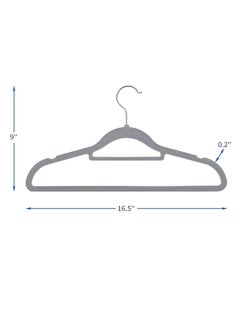 Red Dot Gift 100 Pieces 42cm Grey Non-Slip Velvet Clothes Hanger with 360 Degree Rotatable Hook Durable and Slim  - Image 2