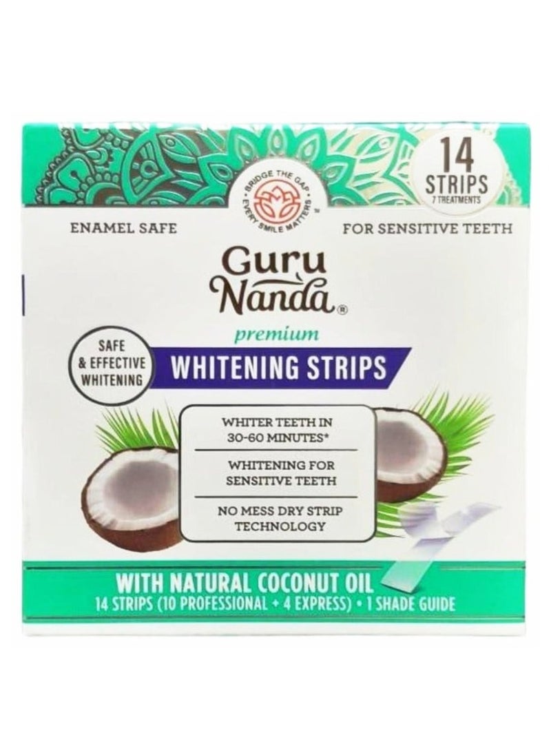 GuruNanda - Whitening Strips with Natural Coconut Oil for Sensitive Teeth, 14 Strips - Image 1